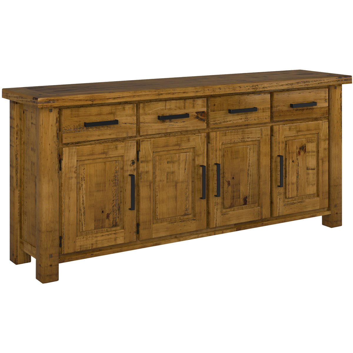 Teasel Buffet Table 191cm 4 Door 4 Drawer Solid Pine Timber Wood - Rustic Oak