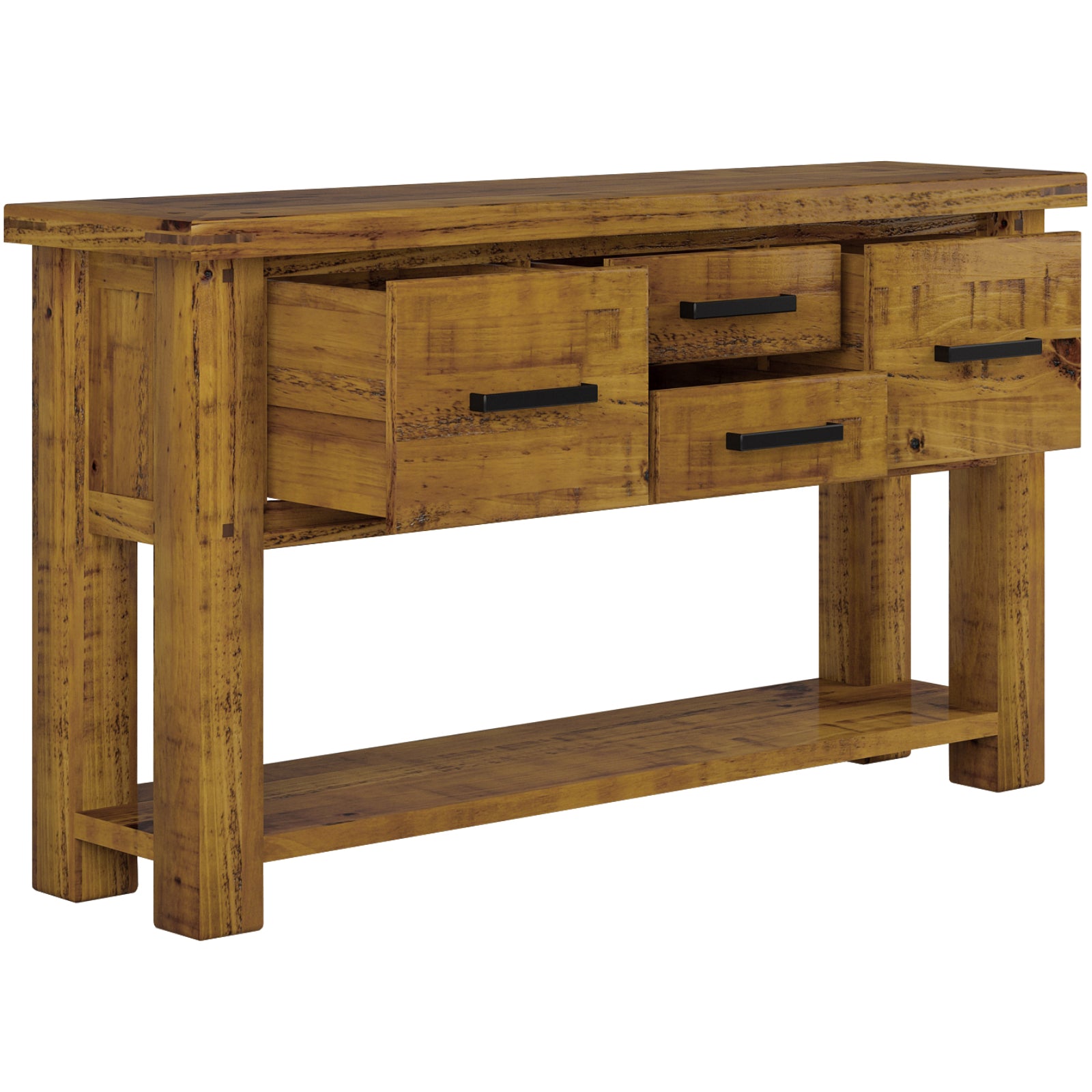 Teasel Console Hallway Entry Table 147cm Solid Pine Timber Wood - Rustic Oak