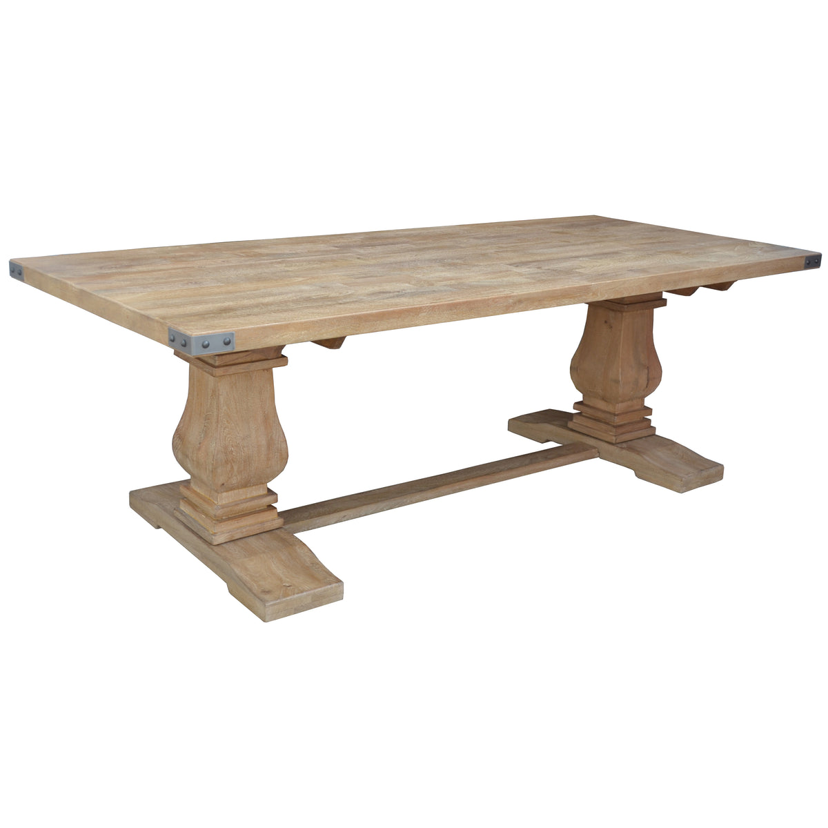 Gloriosa Dining Table 180cm 6 Pax Pedestal Solid Mango Timber Wood - Honey Wash