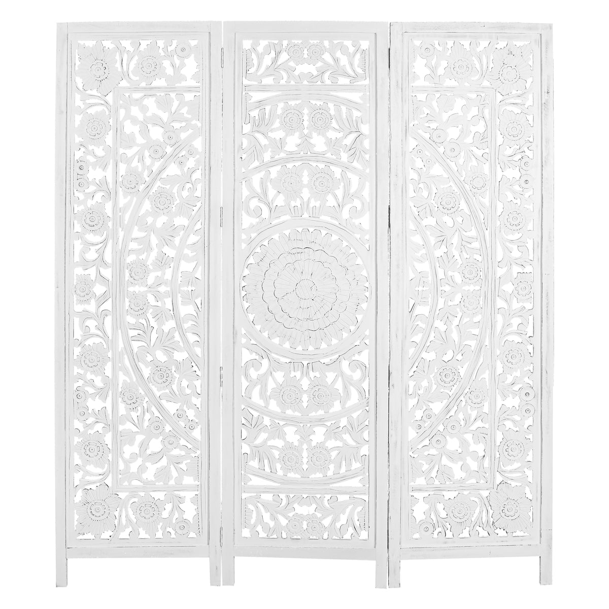 Jans 3 Panel Room Divider Screen Privacy Shoji Timber Wood Stand - White