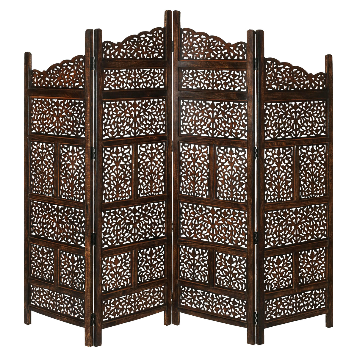 Vasco 4 Panel Room Divider Screen Privacy Shoji Timber Wood Stand - Burnt