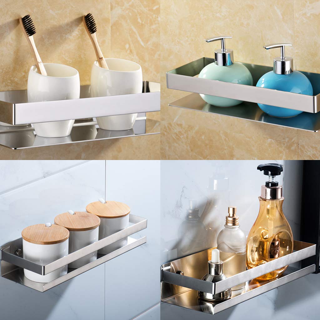 Brushed Bathroom Shower Shelf Kitchen Rack Storage Shelves Shampoo Holder Organizer