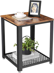 VASAGLE Side Table 2-Tier Nightstand with Mesh Shelf