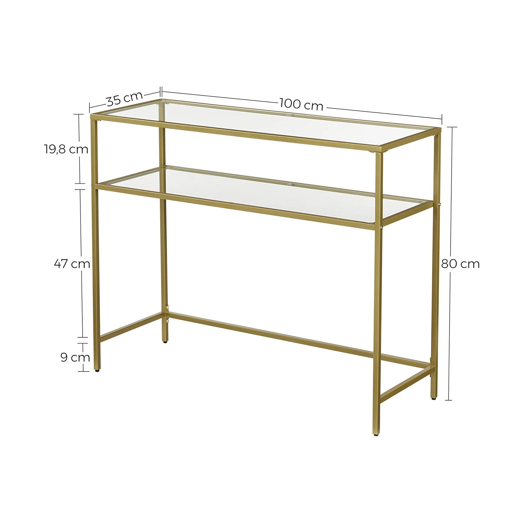 VASAGLE Console Tempered Glass Table