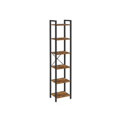 VASAGLE 6-Tier Bookshelf Rustic Brown and Black Bookcase