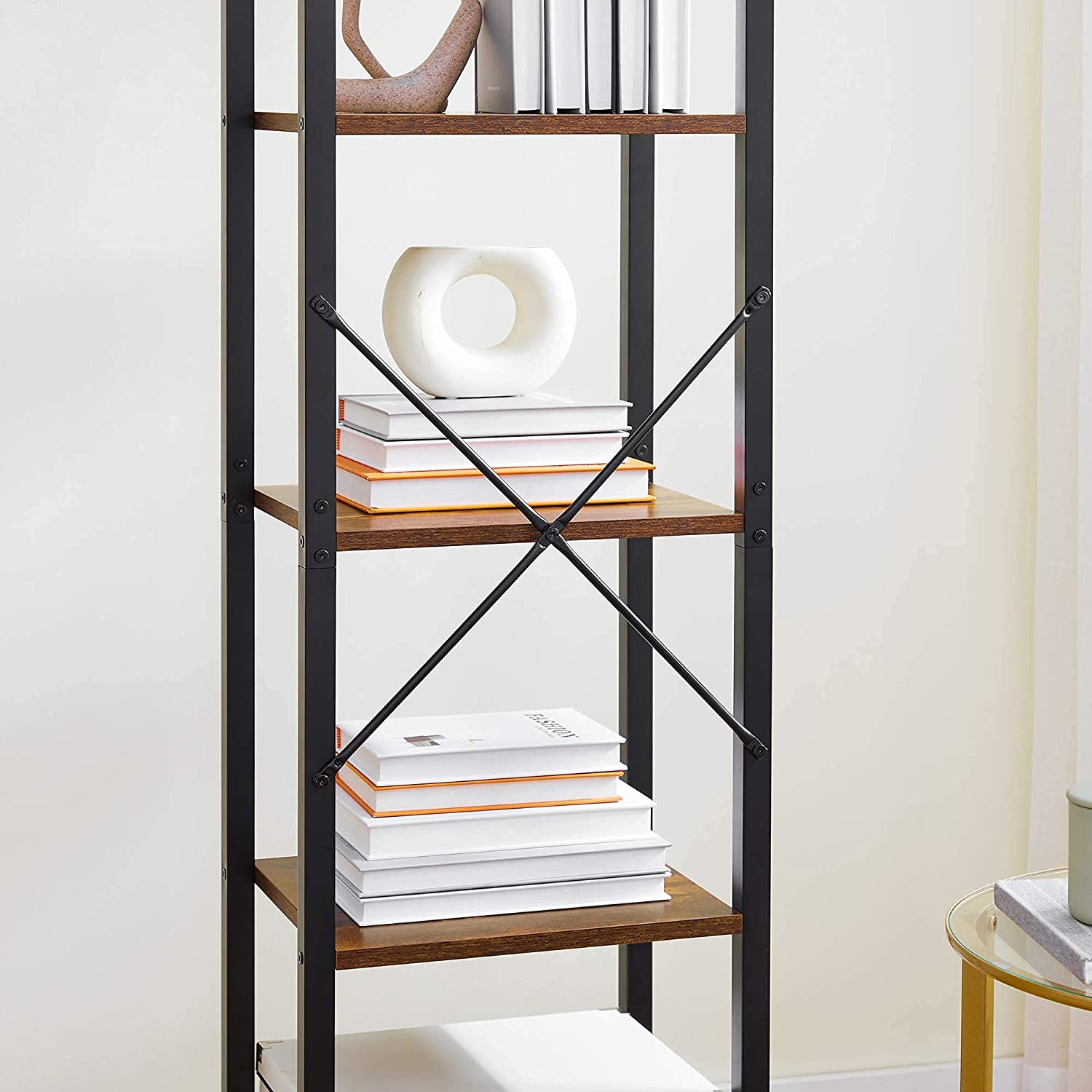 VASAGLE 6-Tier Bookshelf Rustic Brown and Black Bookcase