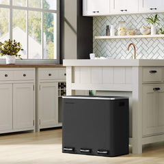 SONGMICS Recycling Bin 3 x 18 L Triple Kitchen Bin