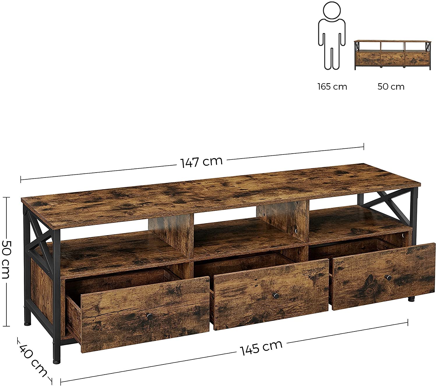 VASAGLE TV Stand Cabinet 147 x 40 x 50 cm