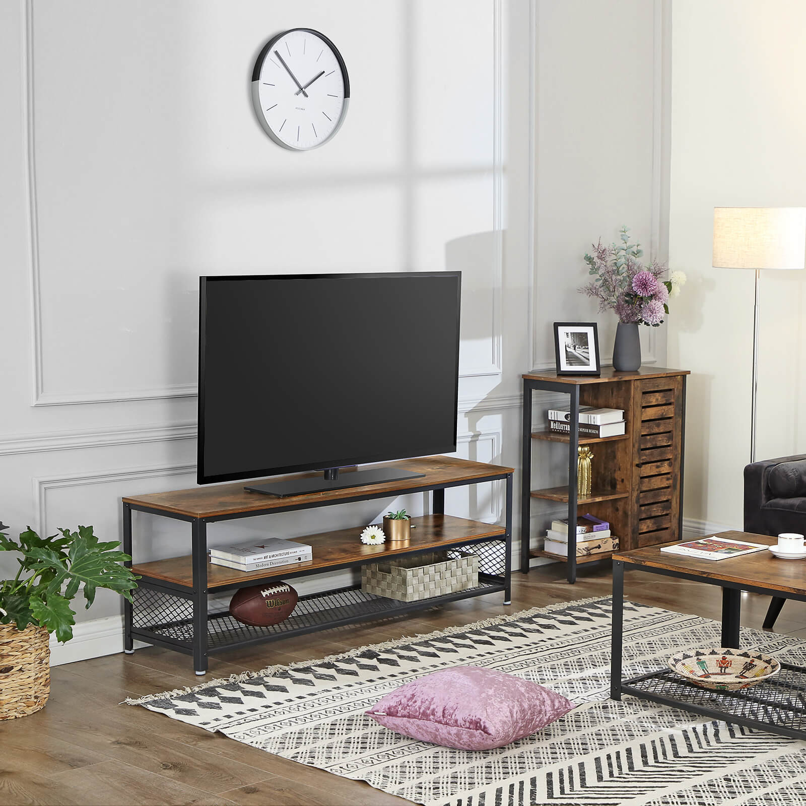 VASAGLE TV Stand 140cm Entertainment Unit with Shelves