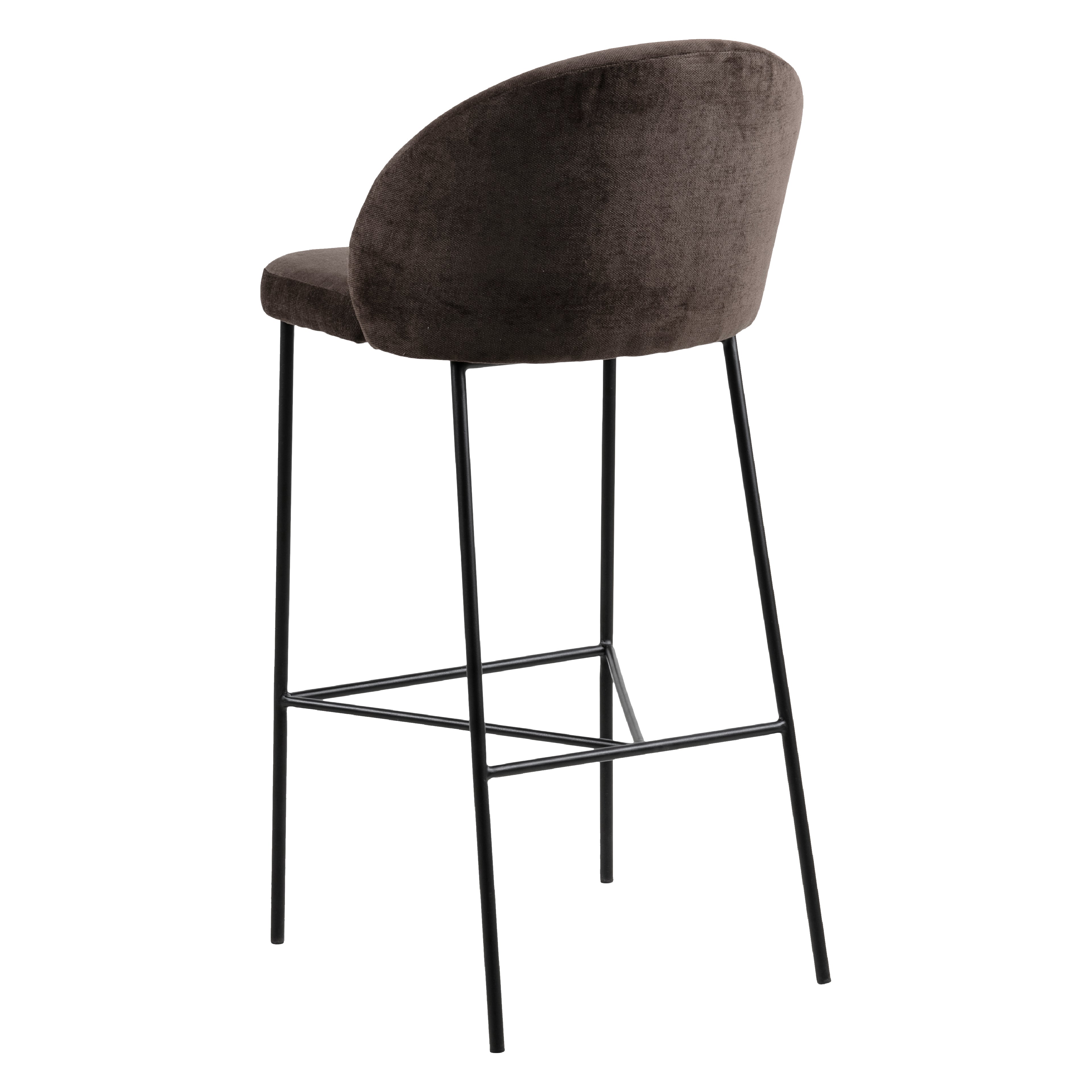 Nelson Barstool Brown Fabric Steel Black Legs