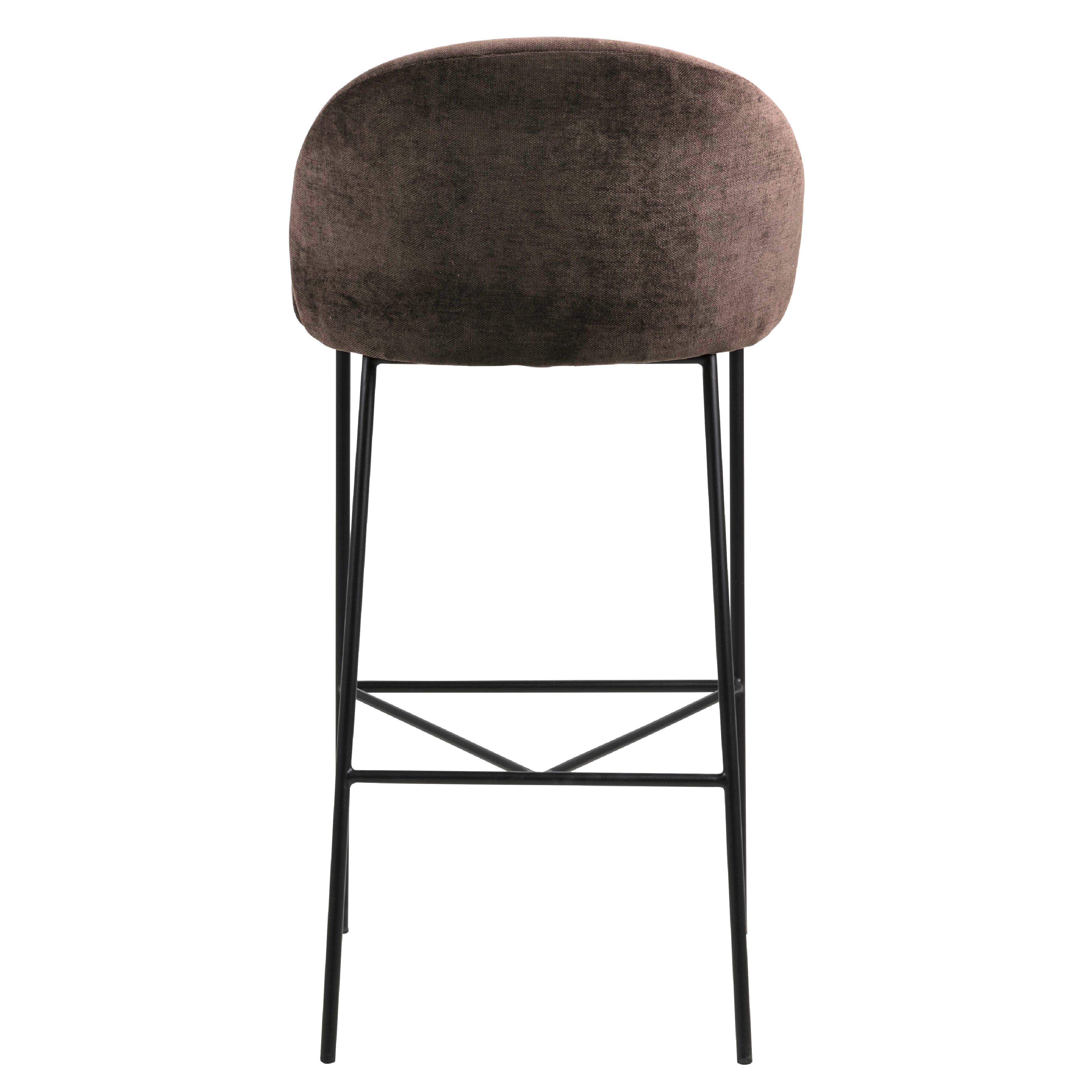 Nelson Barstool Brown Fabric Steel Black Legs