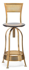 Gold Black Swivel Kitchen Bar Stool Chair with High Back in Netted Design Frame