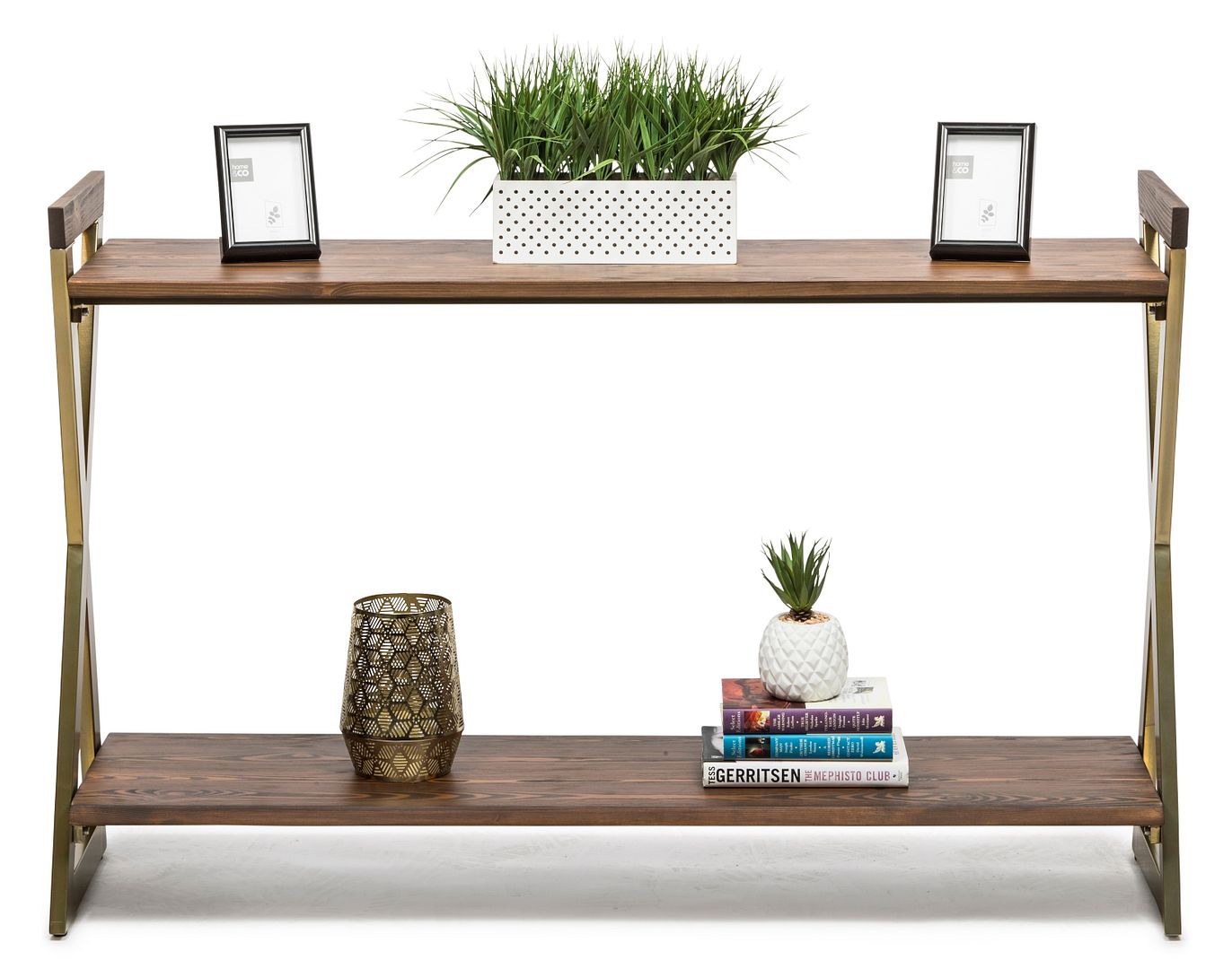 Wooden Entryway Hallway Console Table with Shelves