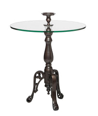 Iron Round Glass Coffee Table with Detachable Candle Holder