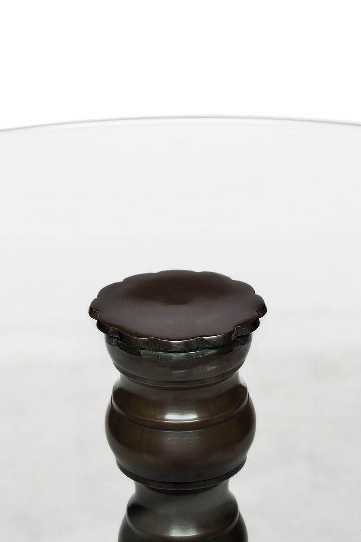 Iron Round Glass Coffee Table with Detachable Candle Holder