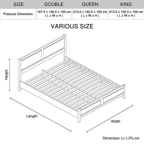 5 Pieces Bedroom Suite Natural Wood Like MDF Structure King Size Oak Colour Bed, Bedside Table, Tallboy & Dresser