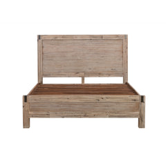 3 Pieces Bedroom Suite in Solid Wood Veneered Acacia Construction Timber Slat Queen Size Oak Colour Bed, Bedside Table