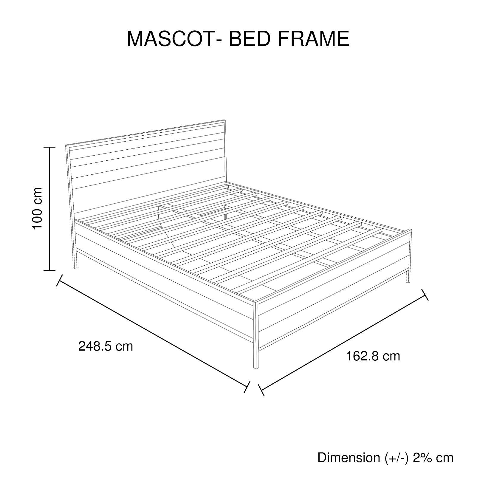 4 Pieces Bedroom Suite with Particle Board Contraction and Metal Legs Queen Size Oak Colour Bed, Bedside Table & Tallboy