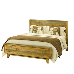 Queen Size Wooden Bed Frame in Solid Wood Antique Design Light Brown