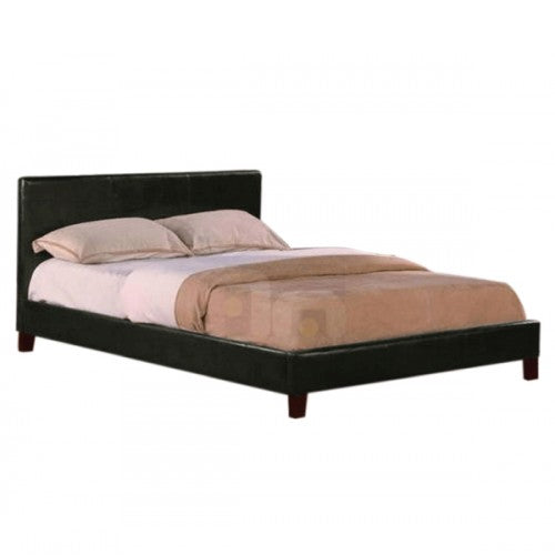 Double Size Leatheratte Bed Frame in Black Colour with Metal Joint Slat Base