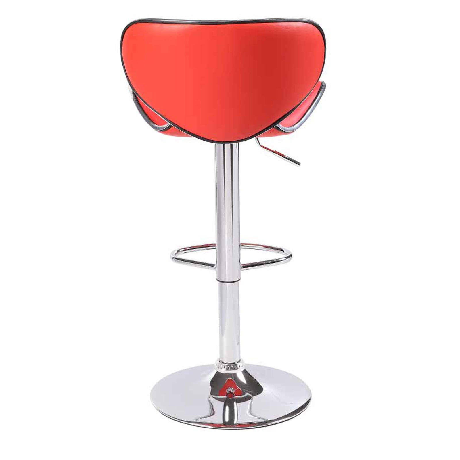 2X Red Bar Stools Faux Leather Mid High Back Adjustable Crome Base Gas Lift Swivel Chairs