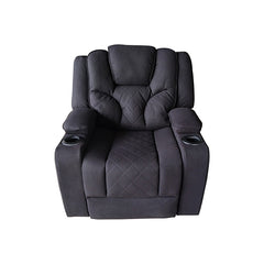 Electric Recliner Stylish Rhino Fabric Black 1 Seater Lounge Armchair with LED Features.