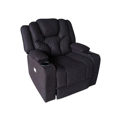 Electric Recliner Stylish Rhino Fabric Black 1 Seater Lounge Armchair with LED Features.