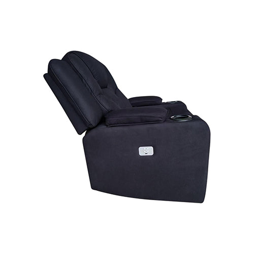 Electric Recliner Stylish Rhino Fabric Black 1 Seater Lounge Armchair with LED Features.