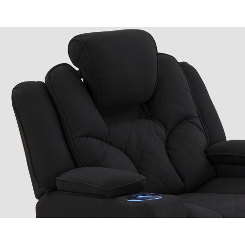 Electric Recliner Stylish Rhino Fabric Black 1 Seater Lounge Armchair with LED Features.