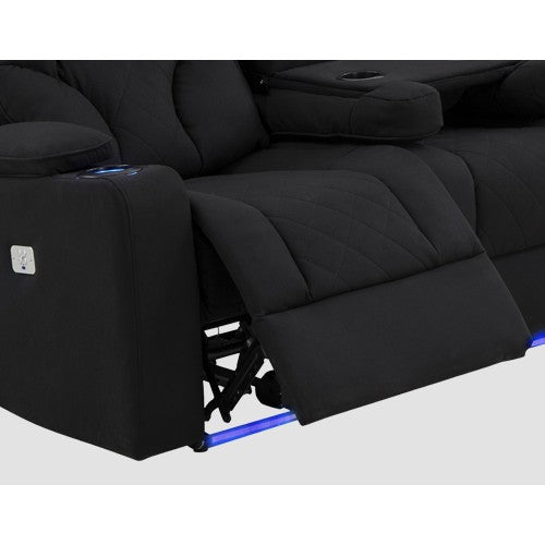 Electric Recliner Stylish Rhino Fabric Black 1 Seater Lounge Armchair with LED Features.