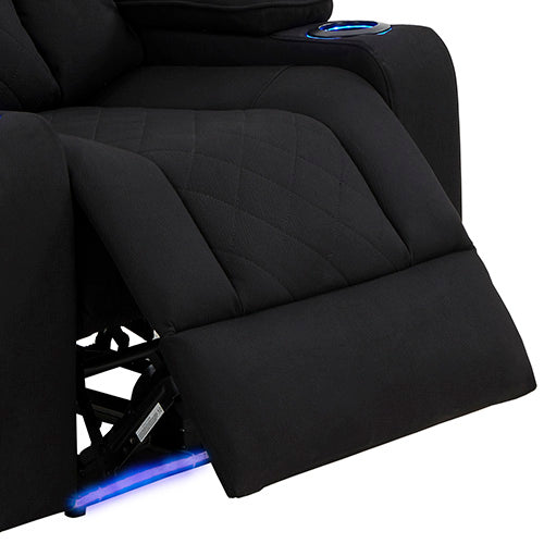 Electric Recliner Stylish Rhino Fabric Black 1 Seater Lounge Armchair with LED Features.