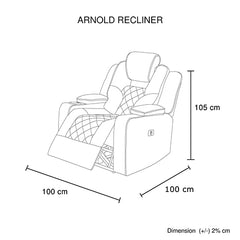 Electric Recliner Stylish Rhino Fabric Black 1 Seater Lounge Armchair with LED Features.