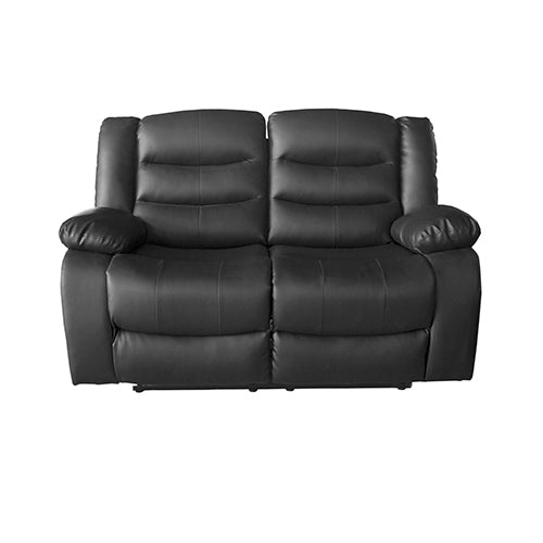 2 Seater Recliner Sofa In Faux Leather Lounge Couch in Black.