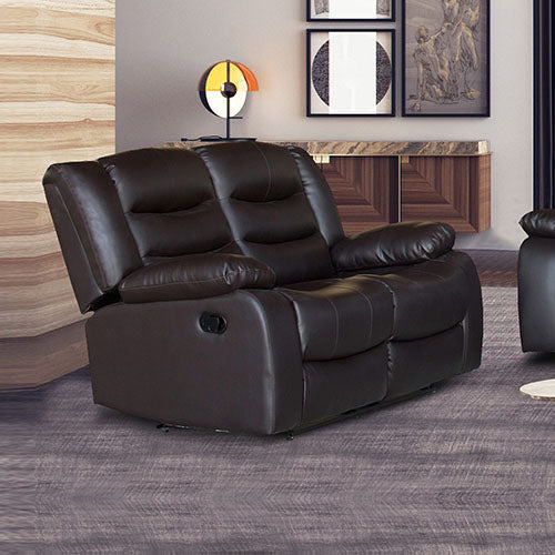 2 Seater Recliner Sofa In Faux Leather Lounge Couch in Brown.