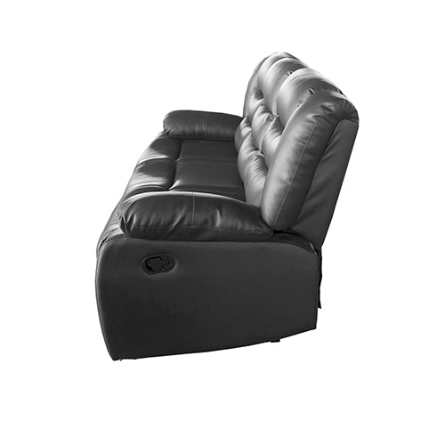 3 Seater Recliner Sofa In Faux Leather Lounge Couch in Black.