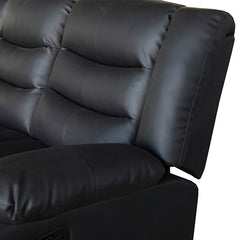 3 Seater Recliner Sofa In Faux Leather Lounge Couch in Black.