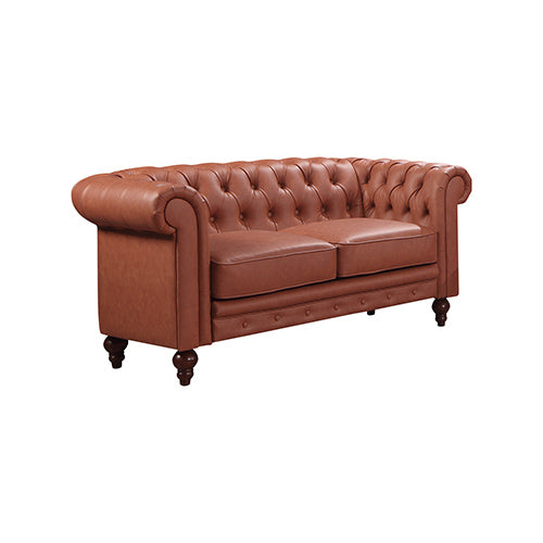 3+2+1 Seater Brown Sofa Lounge Chesterfireld Style Button Tufted in Faux Leather.