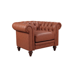 3+2+1 Seater Brown Sofa Lounge Chesterfireld Style Button Tufted in Faux Leather.