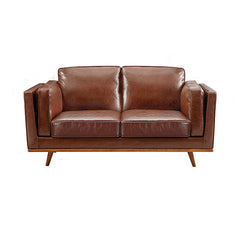 3+2+1 Seater Sofa Brown Leather Lounge Set for Living Room Couch with Wooden Frame.