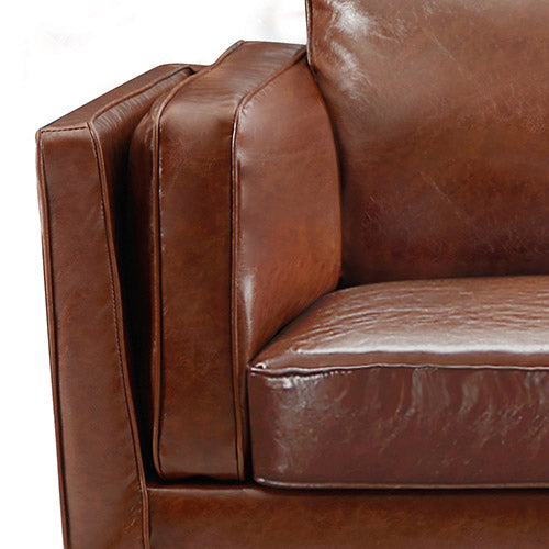 3+2+1 Seater Sofa Brown Leather Lounge Set for Living Room Couch with Wooden Frame.