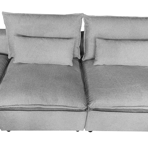 6 Seater Cloud Sectional Sofa in Belfast Fabric Grey Living Room Couch with Ottoman.