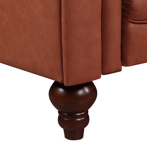 2 Seater Brown Sofa Lounge Chesterfireld Style Button Tufted in Faux Leather.