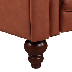 3 Seater Brown Sofa Lounge Chesterfireld Style Button Tufted in Faux Leather.