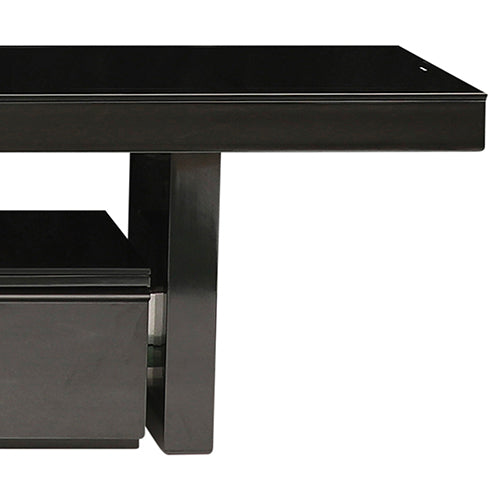 TV Cabinet with 3 Storage Drawers Extendable With Glossy MDF Entertainment Unit in Black Color