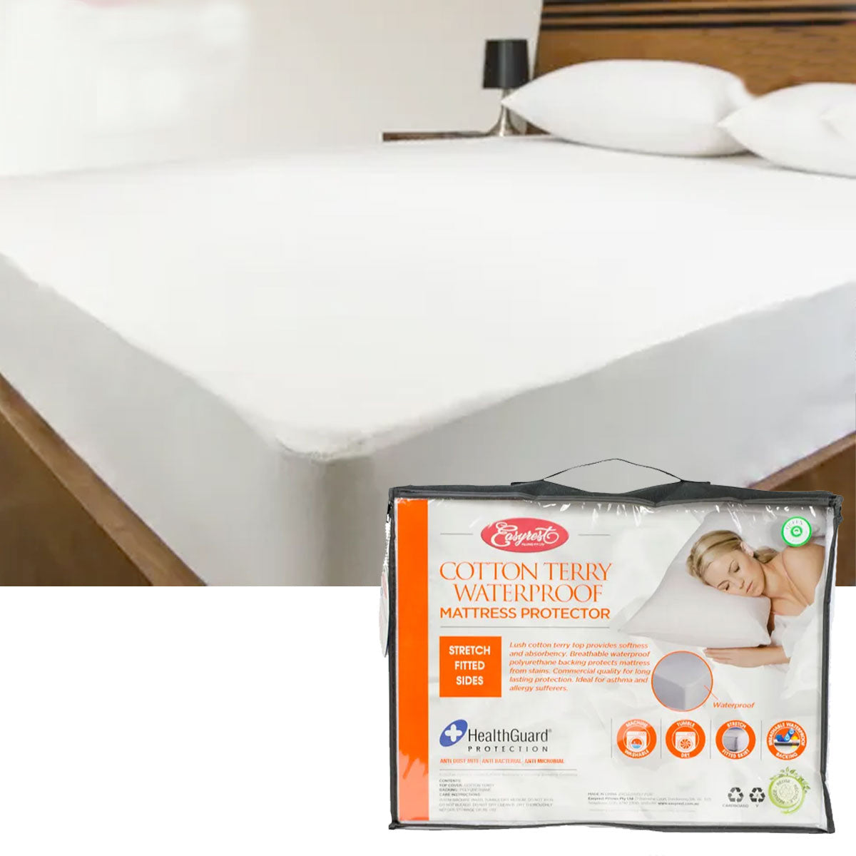 Easyrest Cotton Terry Waterproof Mattress Protector - Single