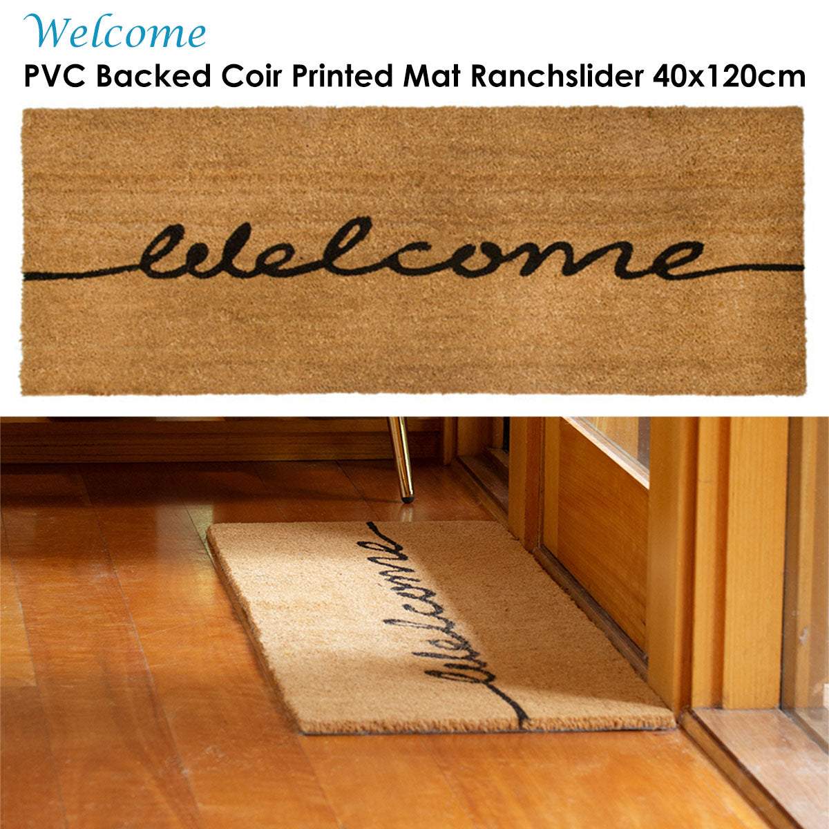 J.Elliot Home Welcome PVC Backed Coir Printed Mat Ranchslider