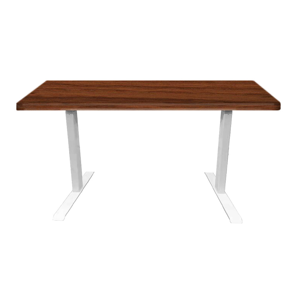 MASON TAYLOR Stand Up Desk Single Motor Height Adjustable Standing Desk - Frame White + Top Walnut 120x60