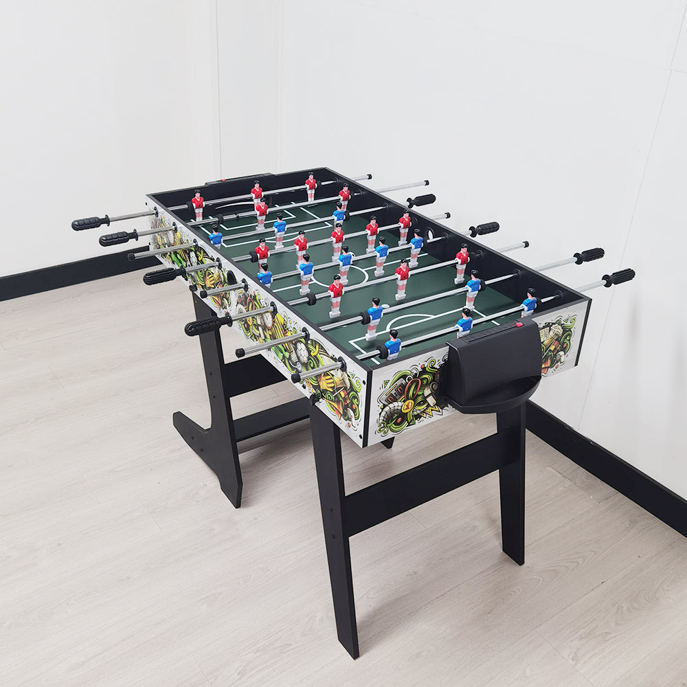 T&R SPORTS 4FT Foosball Soccer Table With Standing Legs-Colourful Black