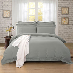 1000TC Tailored King Size Grey Duvet Doona Quilt Cover Set