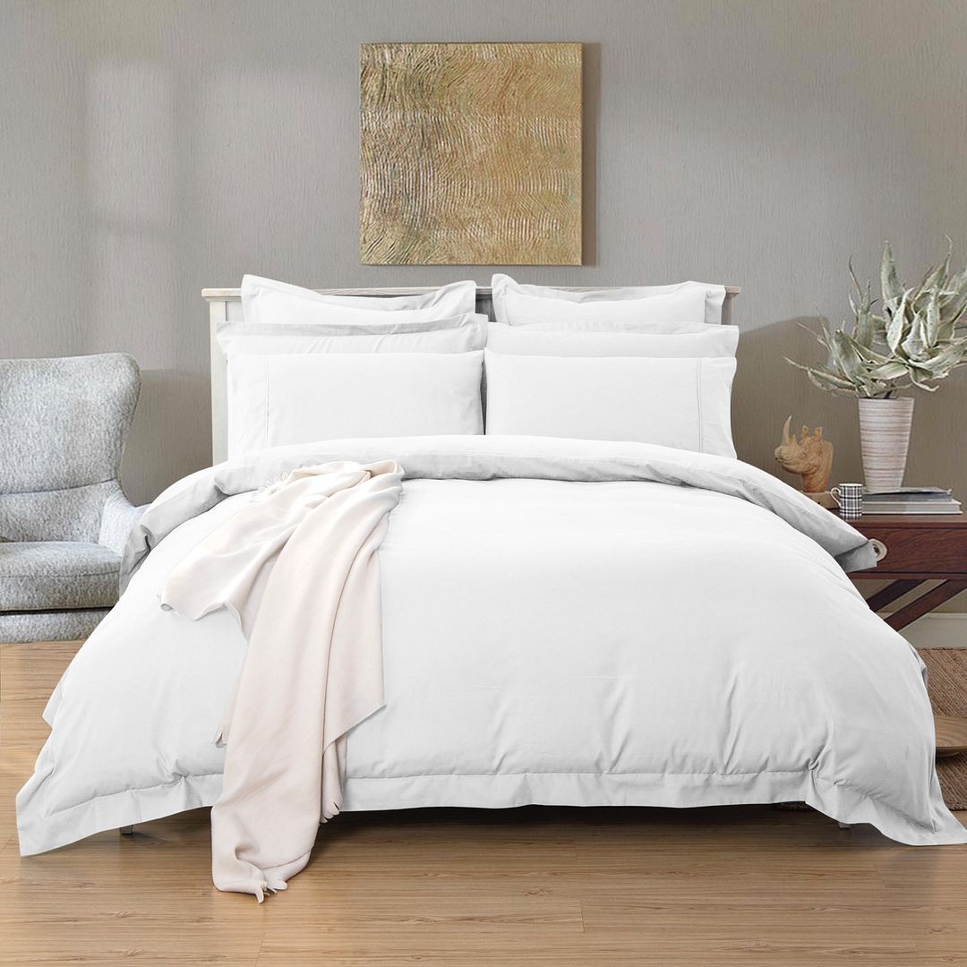 1000TC Tailored Queen Size White Duvet Doona Quilt Cover Set